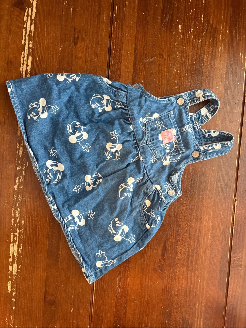Disney Blue Denim-Style Mickey Overall Dress